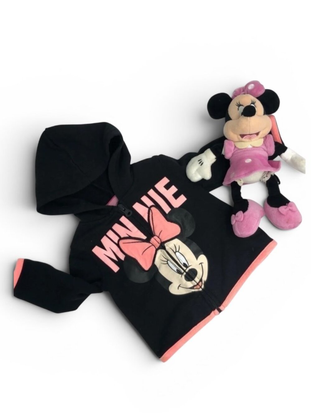 DISNEY | Minnie Mouse Zip Up Hoodie & Plush Toy 3-6m
